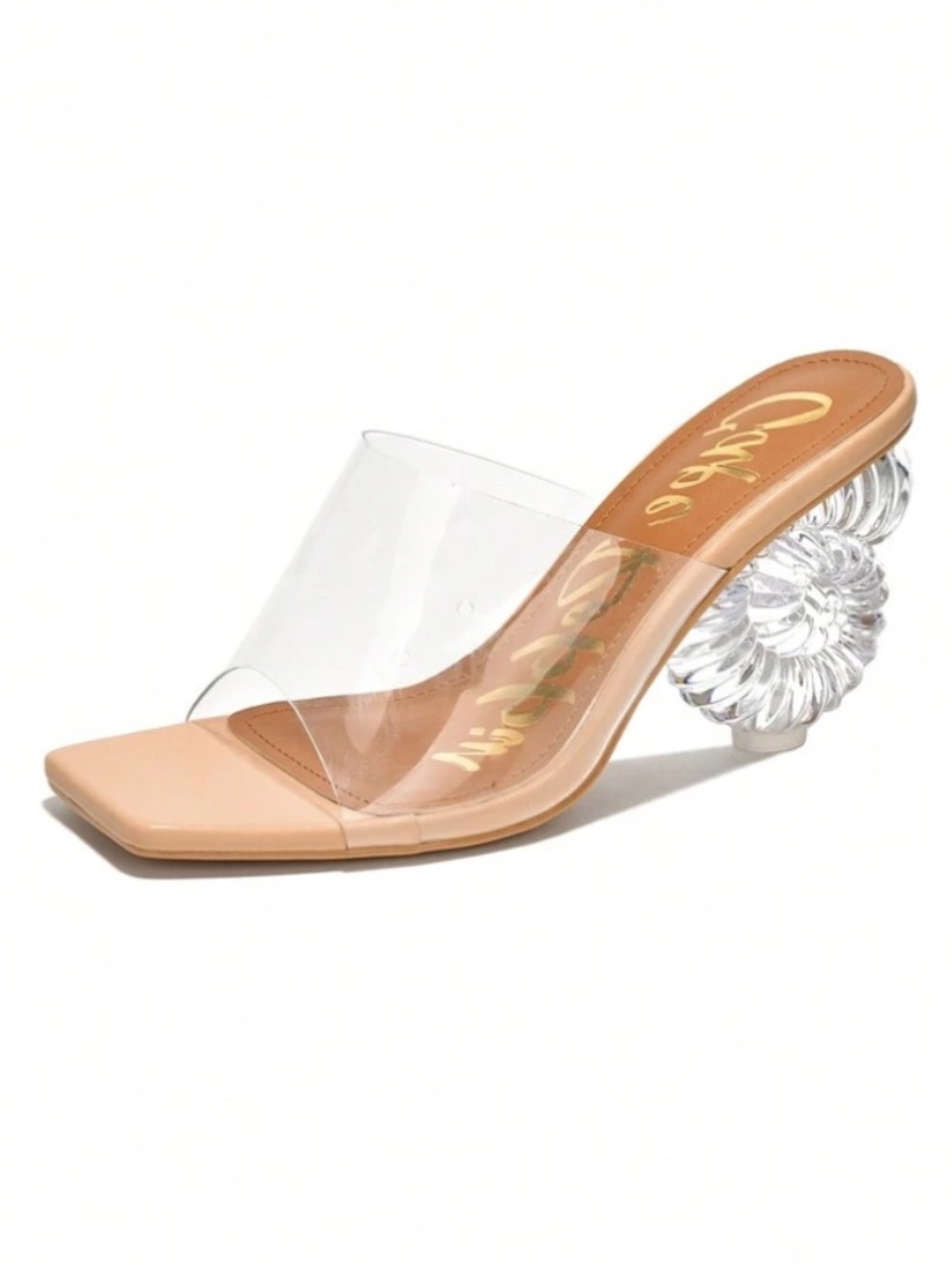 Cape Robbin clear nude seashell heel